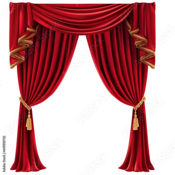 Obraz Detailed red curtain,  transparent background,