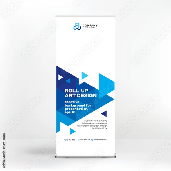 Fototapeta Geometric design, roll-up, creative background, template for photo and text placement, presentations