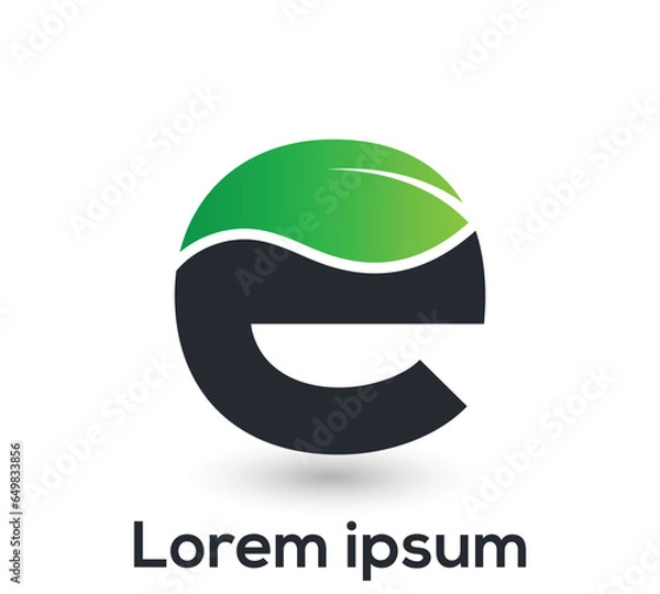 Obraz Creative 'e' Letters Leaf Illustration For your brand.
