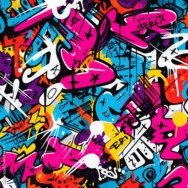 Obraz Oldschool graffiti pattern illustration Generative AI.