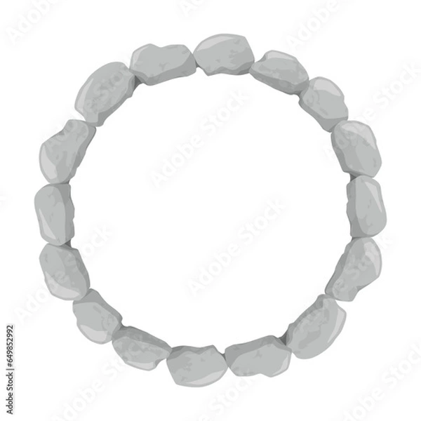 Fototapeta 石のラインの丸いフレームイラスト