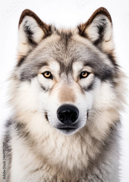 Obraz Animal portrait of a white wolf on a white background conceptual for frame