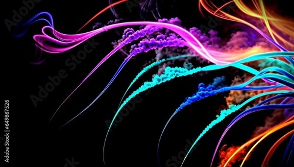 Fototapeta (4K) Abstract wallpaper design. Colorful display of smoke, lines and particles AI