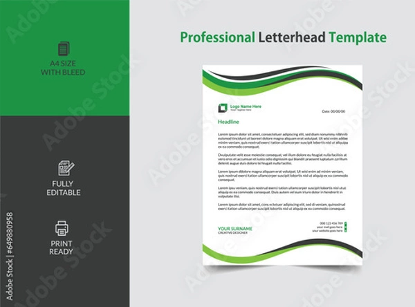 Fototapeta Professional letterhead template design vector illustration