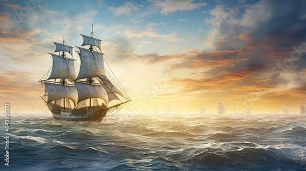 Fototapeta ship sailing high seas illustration transport sky, speed transportation, nature marine ship sailing high seas