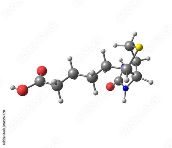 Obraz Biotin (B7) molecular structure on white background