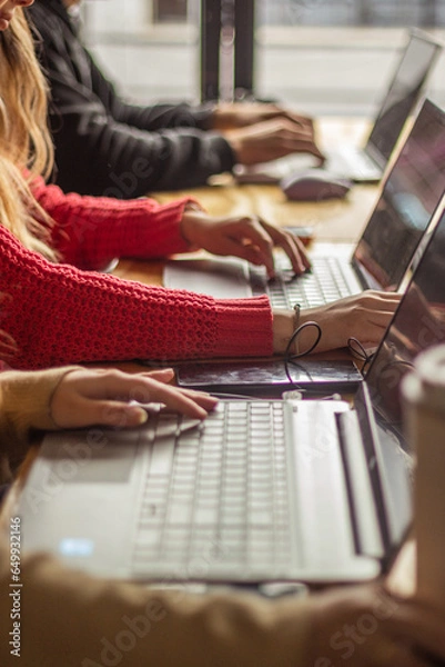 Obraz hand working computer remote freelance