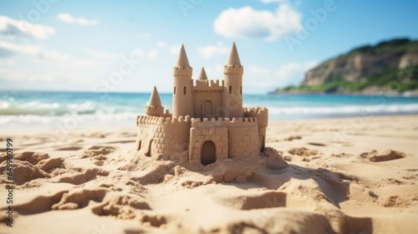 Fototapeta a sand castle on a beach