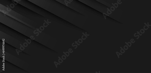 Obraz Abstract dark grey and black background with cut layered 3d design and space for text