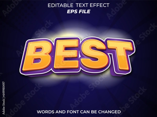 Fototapeta best text effect, font editable, typography, 3d text. vector template