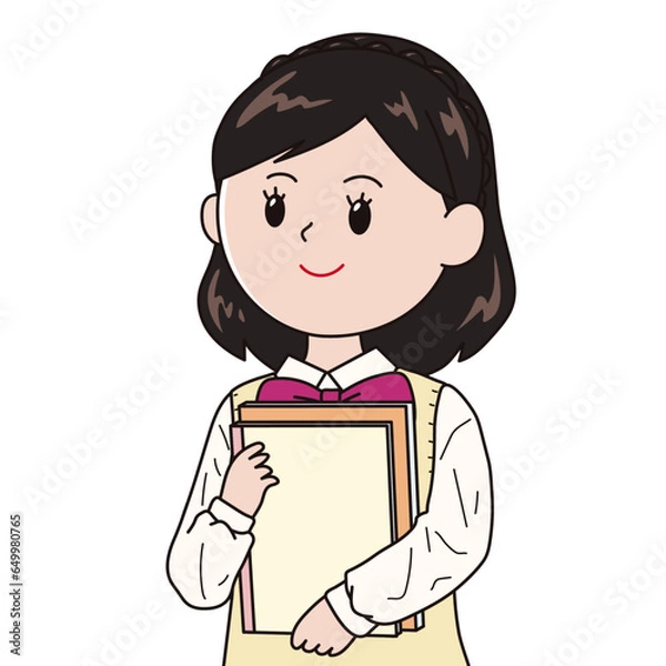 Obraz 教科書とノートを抱える制服の学生（上半身）