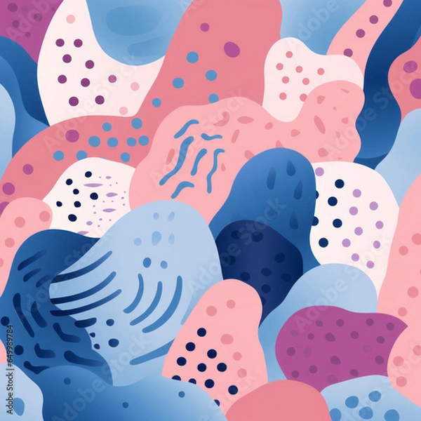 Fototapeta Seamless pattern with hand drawn abstract shapes. Vector illustration.