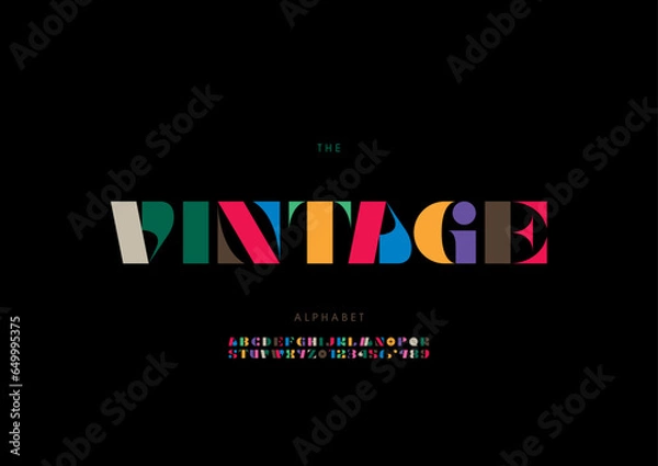 Fototapeta Vector of stylized modern font and alphabet