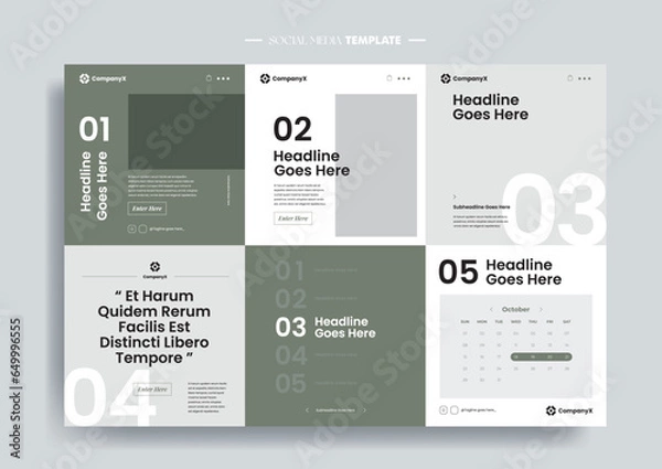 Fototapeta Vector of modern stylized social media post and template