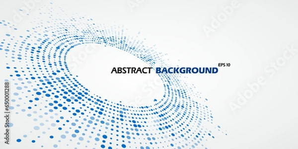Fototapeta Regular blue dots form a circular abstract shape.