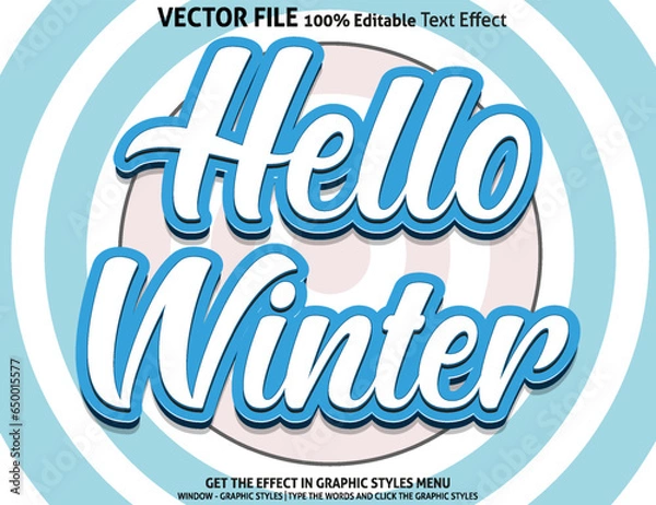 Obraz Editable text effect Hello Winter 3D template