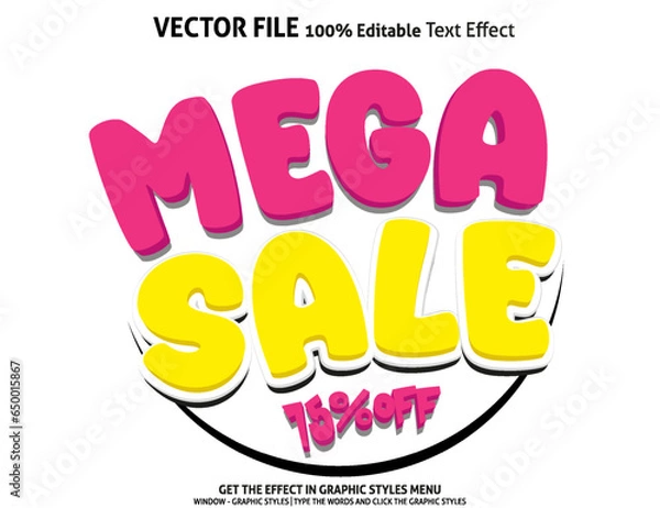Obraz Editable text effect Mega Sale 3D template