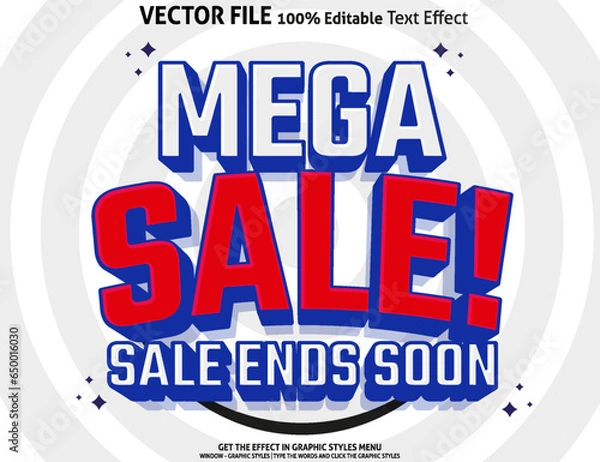 Obraz Editable text effect Mega Sale 3D template