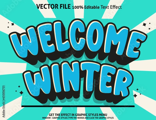 Obraz Editable text effect Welcome Winter 3D template