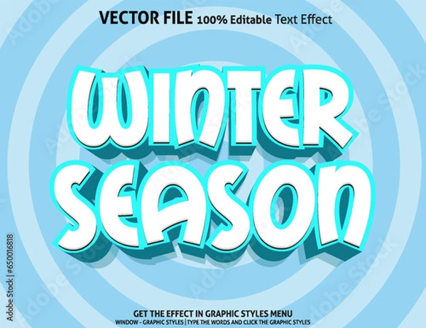 Obraz Editable text effect Winter Season 3D template