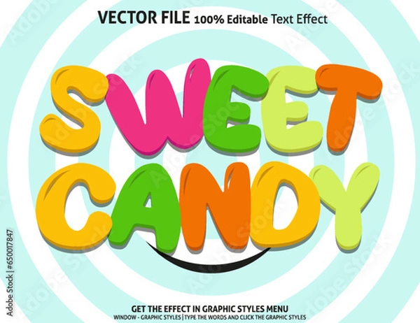 Obraz Editable text effect Sweet candy 3D template