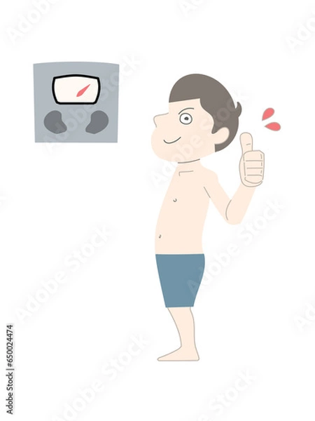 Obraz ダイエット　痩せる　男性　体重計　セット素材