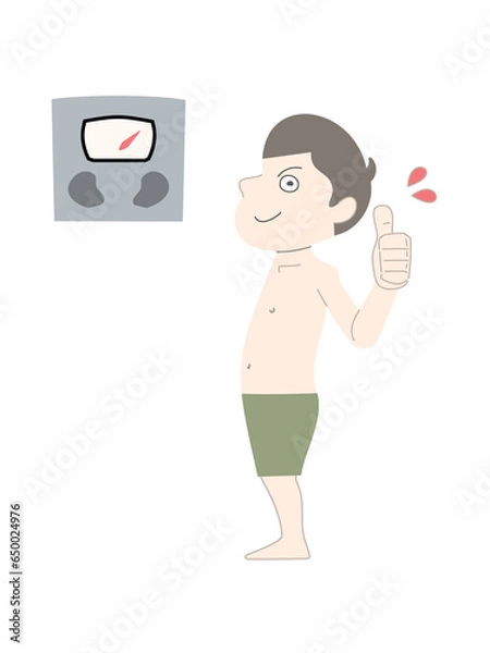 Obraz ダイエット　痩せる　男性　体重計　セット素材