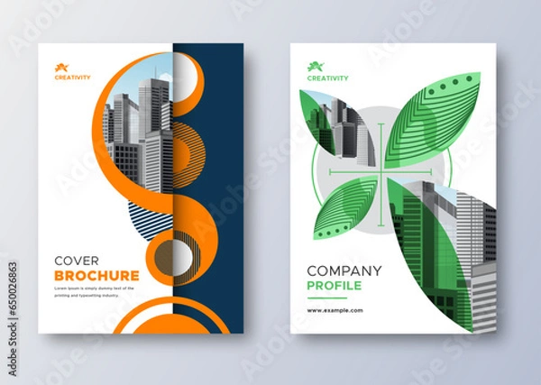 Fototapeta Cover design layout for annual report, business catalog, magazine, flyer, business presentation, portfolio. Brochure template layout in A4 size.