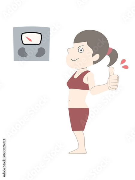 Obraz ダイエット　痩せる　女性　体重計　セット素材