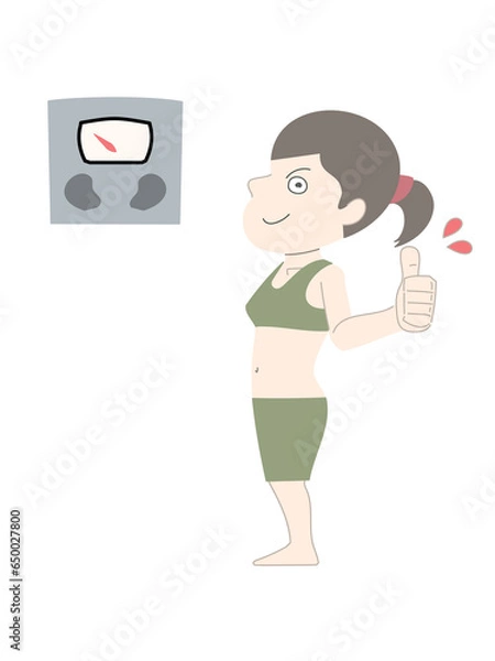 Obraz ダイエット　痩せる　女性　体重計　セット素材