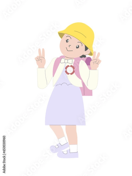 Fototapeta 学校　小学一年生　入学式　女の子