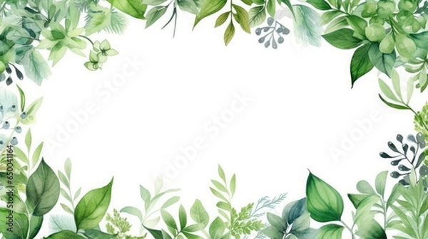 Obraz A hand drawn wreath floral border and leaves Generative AI