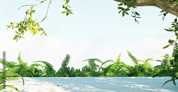 Fototapeta Farm backgrounds trees and gardens for displaying agricultural products 3D illustration