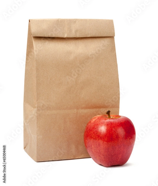 Obraz Brązowy lunch w torbie ze ścieżką przycinającą