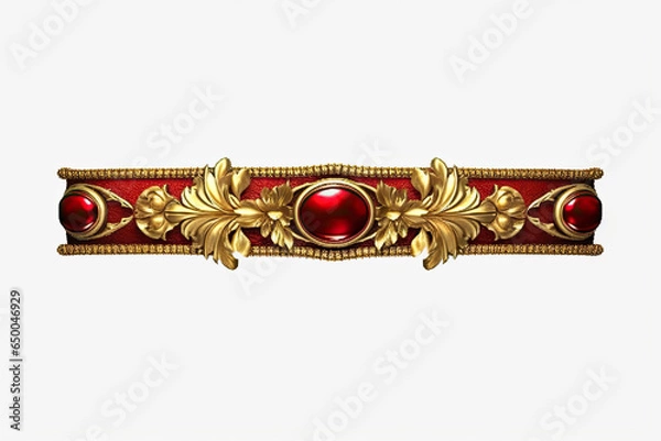 Obraz A Red and Gold Decorative border flowers, Generative AI