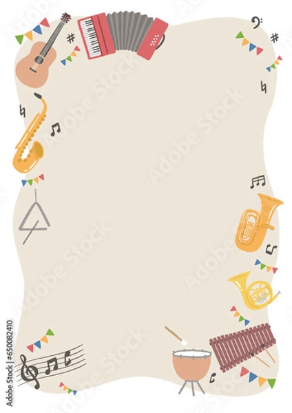 Obraz 楽器のイラストを使った背景素材　フレーム