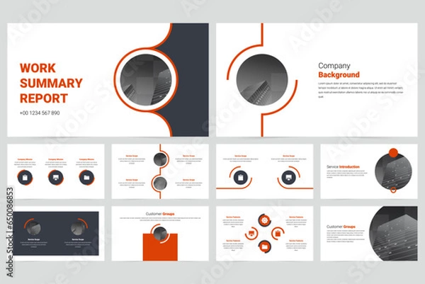 Obraz Red modern business work report slide presentation template