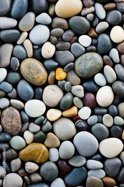 Obraz Top view shot of summer beach full of pebbles