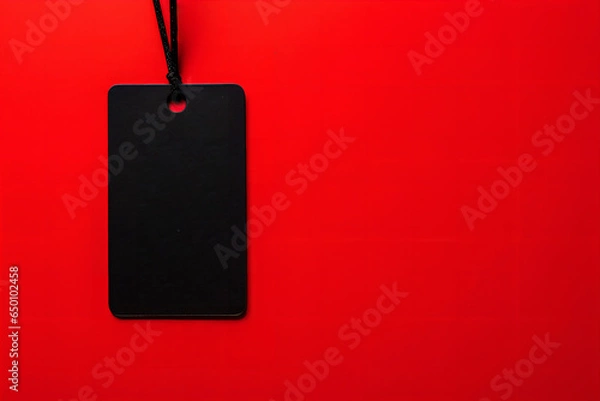 Fototapeta Attention-Grabbing Black Friday Concept: Empty Price Tag Template on Red Background