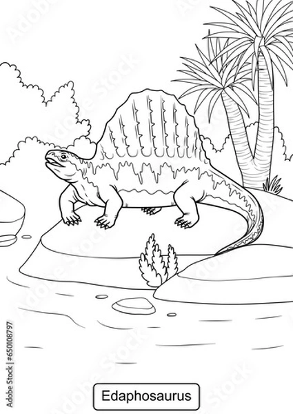 Obraz Edaphosaurus Dinosaur line art for coloring page vector illustration