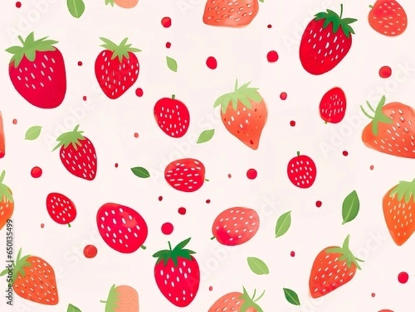 Obraz Strawberry in watercolor style seamless pattern