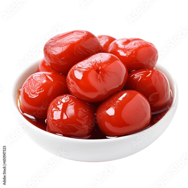 Fototapeta Umeboshi Fermented Plums Arranged Isolated on White Background
