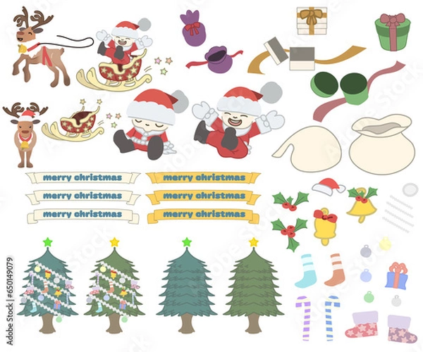 Fototapeta クリスマスのかわいいセット素材