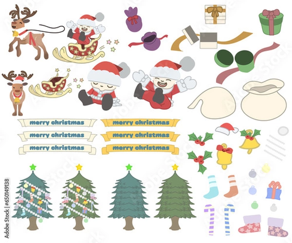 Obraz クリスマスのかわいいセット素材