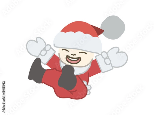 Fototapeta クリスマスのかわいいはしゃいでいる子供のサンタ