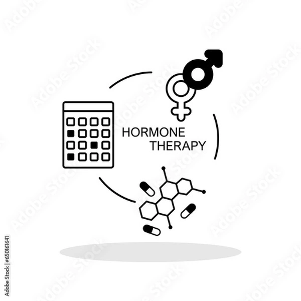 Obraz Hormonal therapy icon in flat style. Hormone pills symbol for your web site design, logo, app, UI Vector EPS 10.