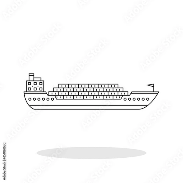 Obraz Cargo ship icon in flat style. Tanker symbol for your web site design, logo, app, UI 