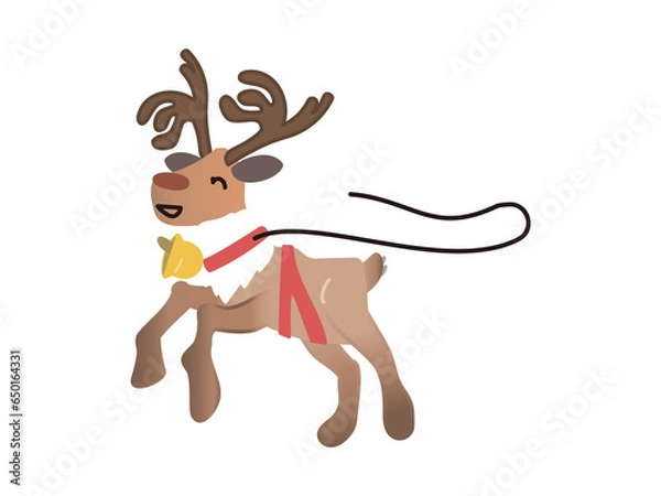 Obraz クリスマスのかわいい走っているトナカイ