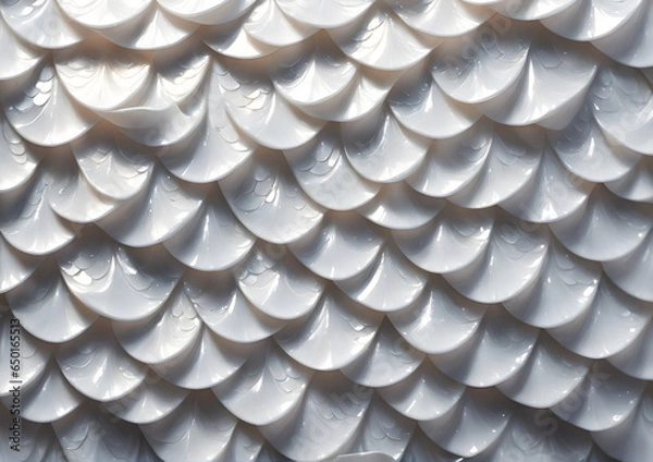 Obraz white dragon scale texture background image. Close-up 3D fantasy image of white dragon scales pattern with blank space for use in graphics.