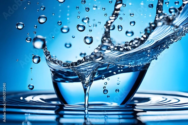 Obraz water drop waves drops diffuse blue background